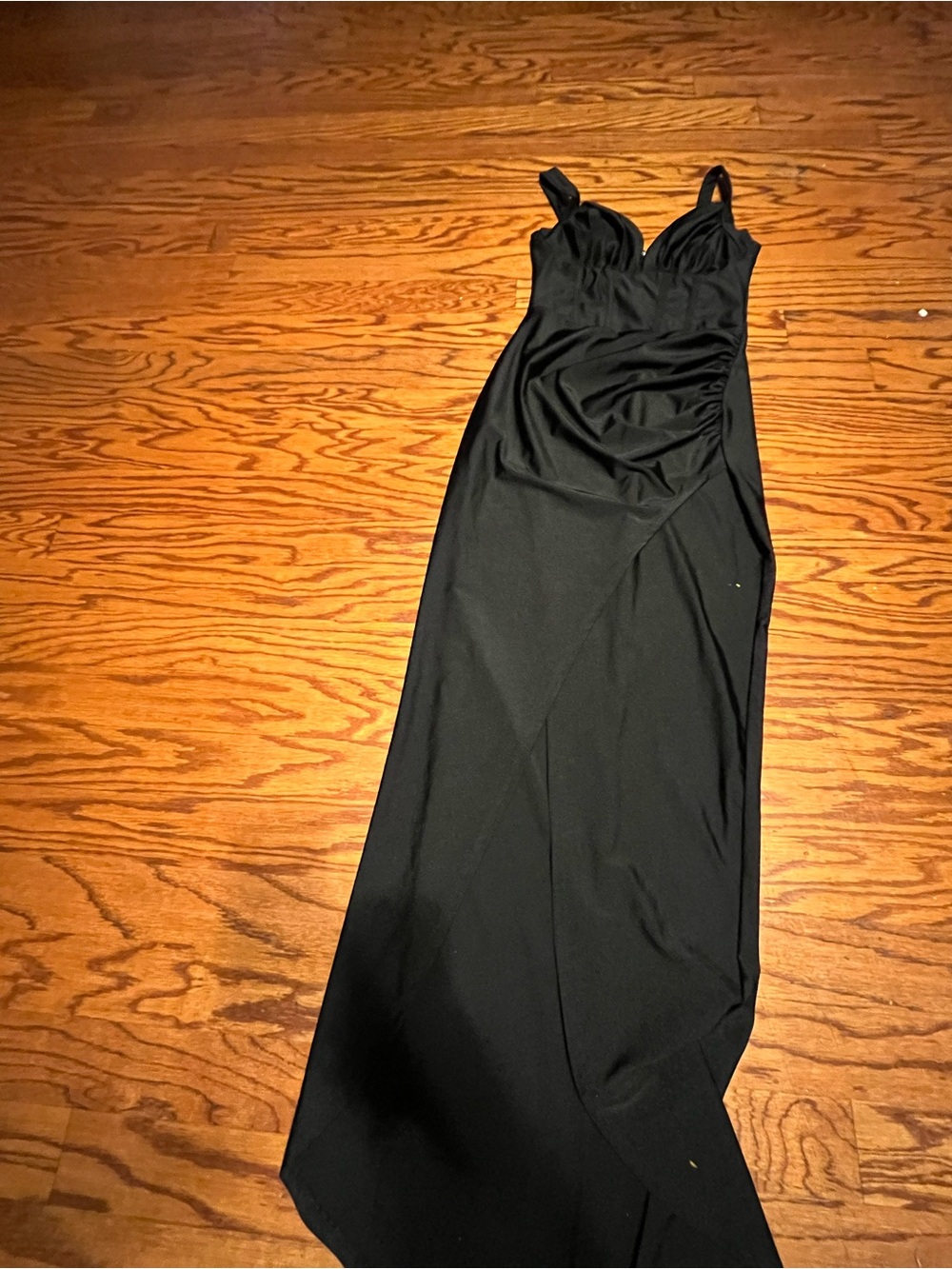 Fashion Nova Black Maxi Dress with Draped Bodice